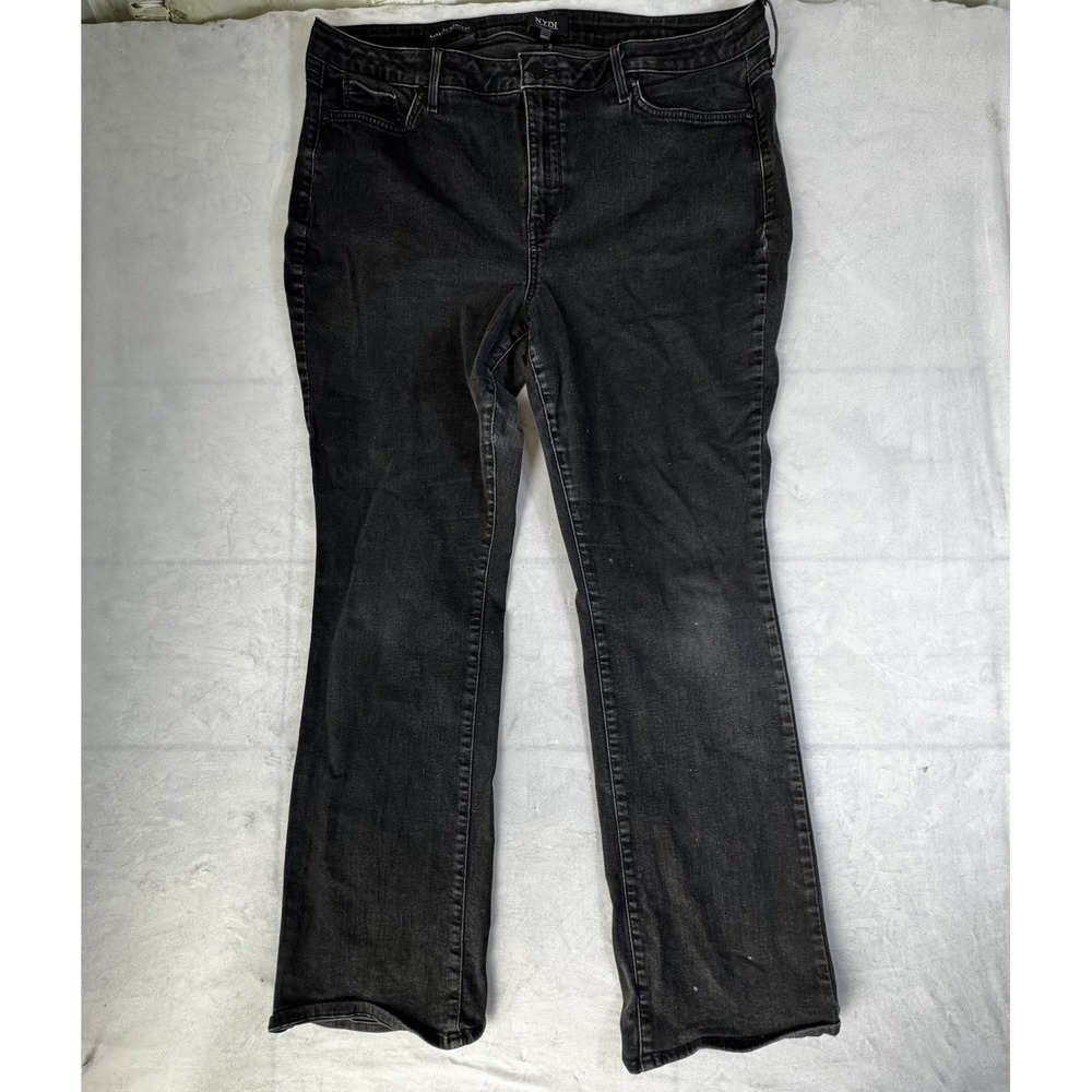 NYDJ Womens Barbra Bootcut Jeans Black Denim Lift Tuck Stretch Outdoor Size 18W